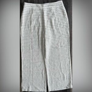 White & Black Knitted Plaid high waisted wide-legged dress pants | Size XL
